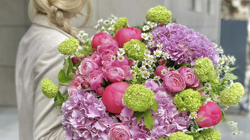 Various colored flowers gathered in a bouquet
