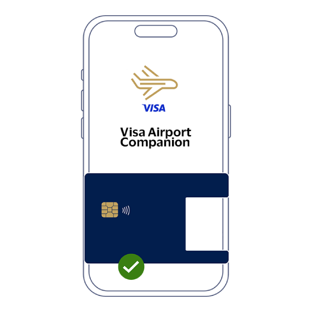 Screen of the Visa Airport Companion app